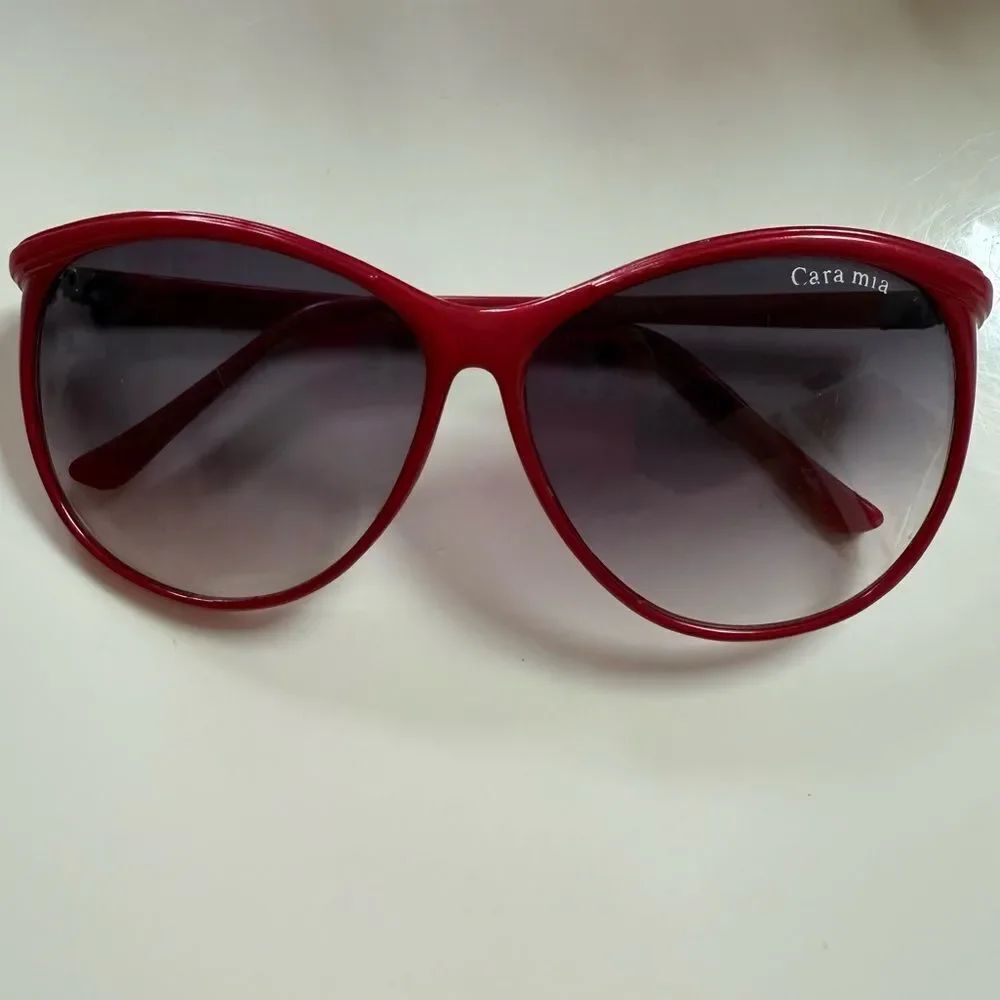 Vintage Handmade in Korea Red Cara Mia Oversized Retro Sunglasses